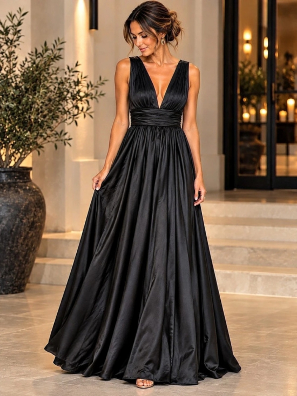 Lulus Black Maxi Dress Size Small – Plunging V-Neck Formal Gown NWT